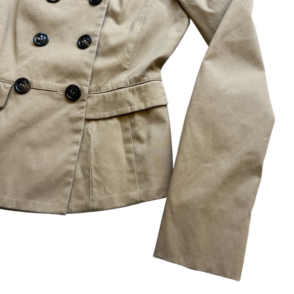 Burberry London Cropped Trench Jacket S Tan Cotton Italy Made Double Breasted - Picture 5 of 10